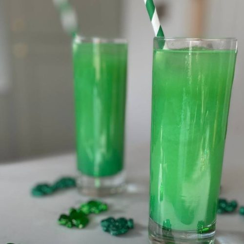 green leprechaun mimosa cocktail