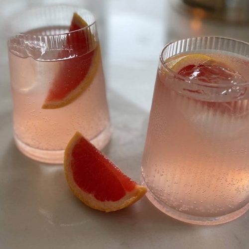 Picture of a Pink Grapefruit Fizz cocktail for the jubilee.