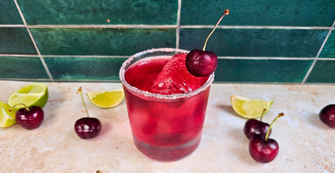 Sour cherry mezcal margarita cocktail recipe