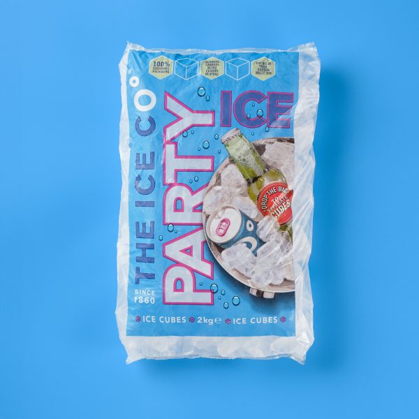 the ice co compostable party ice bag sold at uk festvals