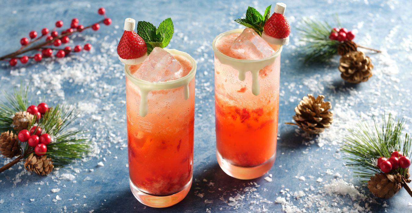 santa's strawberry smash mocktail