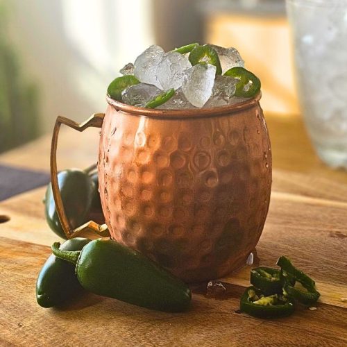 Fiery Jalapeño Ginger Moscow Mule cocktail recipe by the ice co